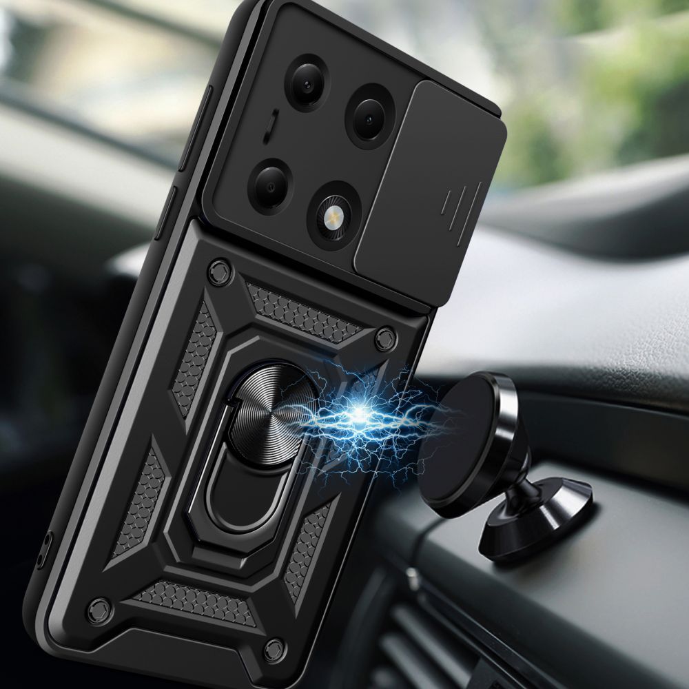 Tech - Protect Xiaomi Redmi Note 13 Pro 5G / Poco X6 5G Camshield Pro Σκληρή Θήκη με Πλαίσιο Σιλικόνης και Δαχτυλίδι Συγκράτησης - Black