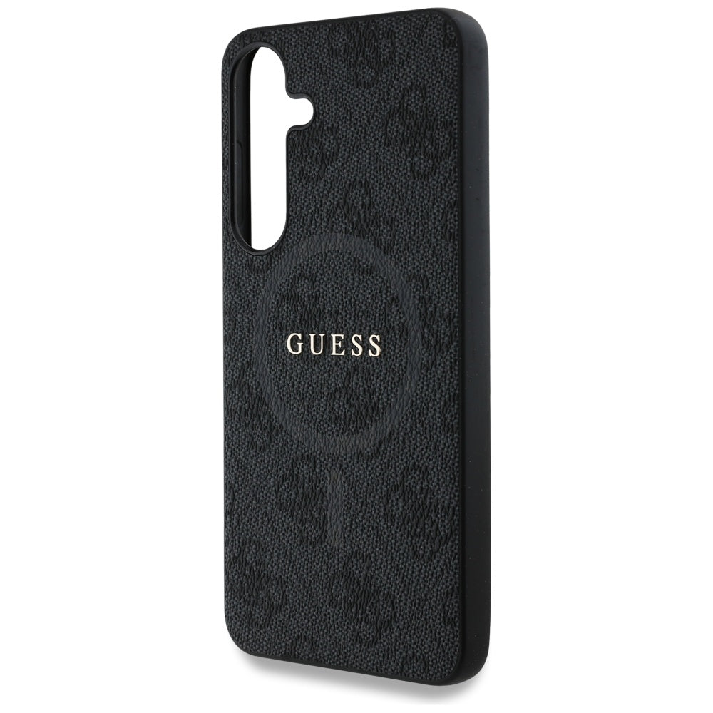 Guess Samsung Galaxy S25 Plus - Leather 4G Colored Ring Classic Logo - MagSafe Θήκη με Επένδυση Συνθετικού Δέρματος - Black - GUHMS25MG4GFRK
