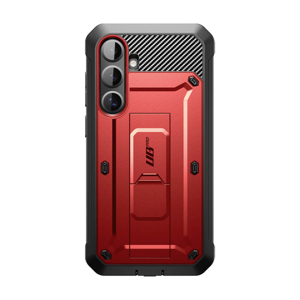 Supcase Samsung Galaxy S25 Plus Unicorn Beetle Pro Σκληρή Θήκη με Προστασία Οθόνης και Stand - Metallic Red