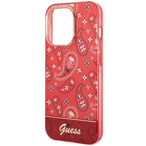 Guess iPhone 14 Pro Max Bandana Paisley Σκληρή Θήκη με Πλαίσιο Σιλικόνης - Red - GUHCP14XHGBNHR
