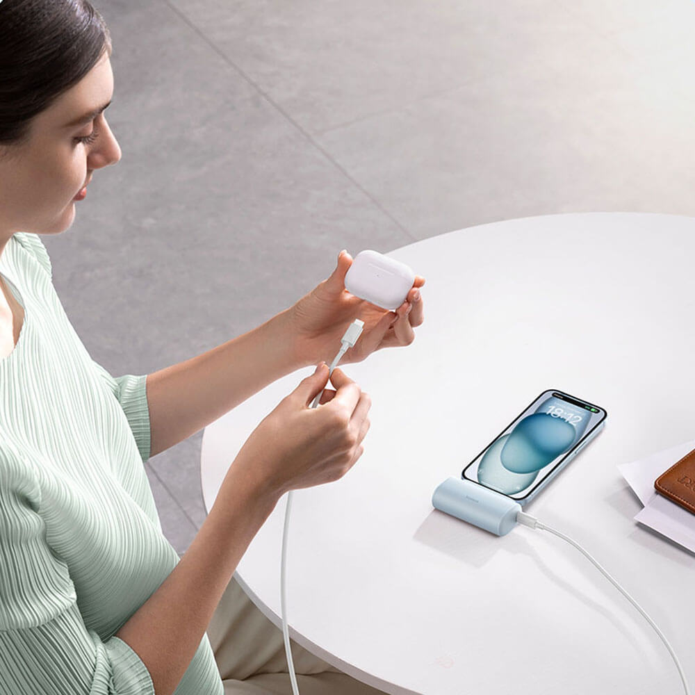 Baseus Compact Series Type - C - PowerBank 5000mAh 20W με Καλώδιο Type - C to Type - C - White - P10068306213 - 00