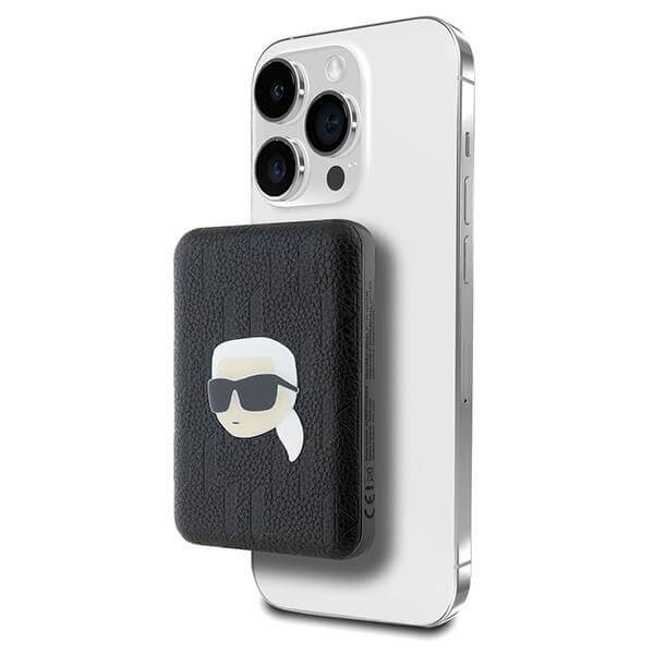 Karl Lagerfeld PowerBank - MagSafe Karl Head Pin - 5000 mAh - Black - KLPB5FPGKSKIHK