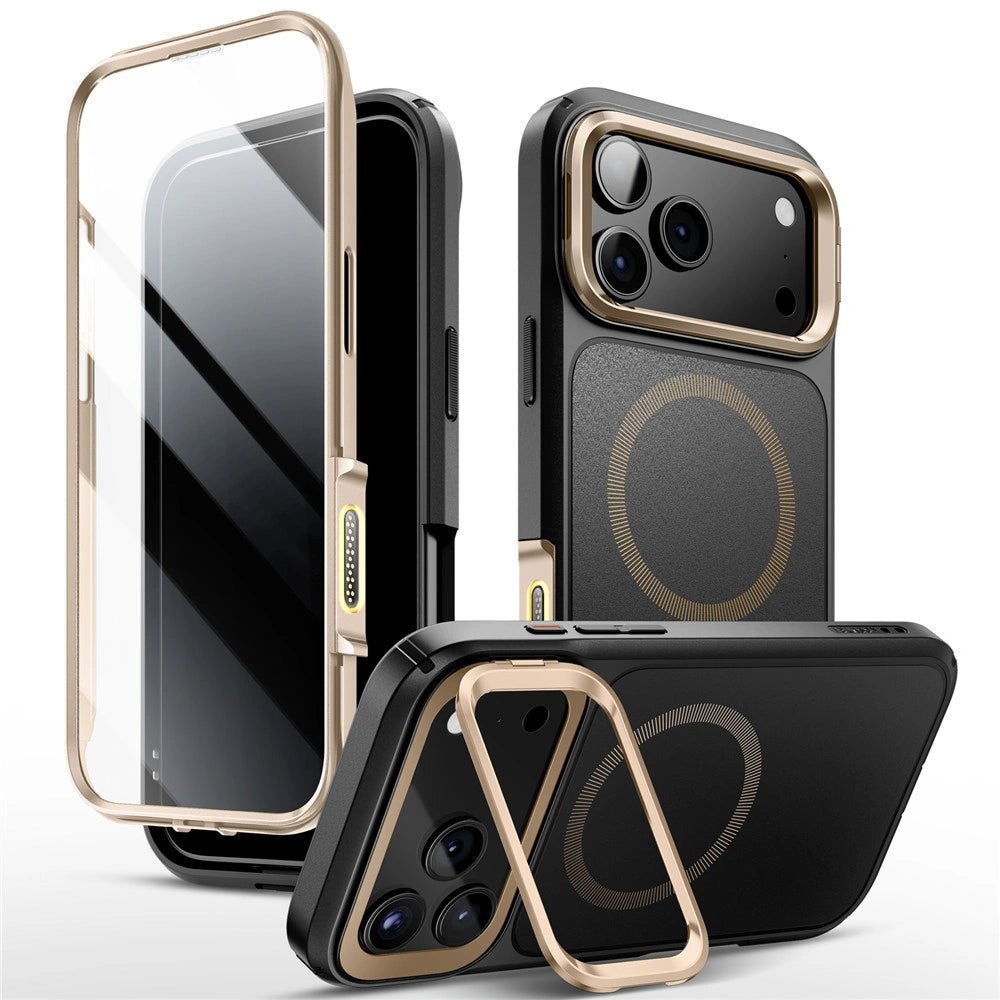 Supcase iPhone 17 Pro - IBLSN Ares Flip Mag - MagSafe Σκληρή Θήκη με Πλαίσιο Σιλικόνης και Προστασία Οθόνης και Stand - Desert Gold