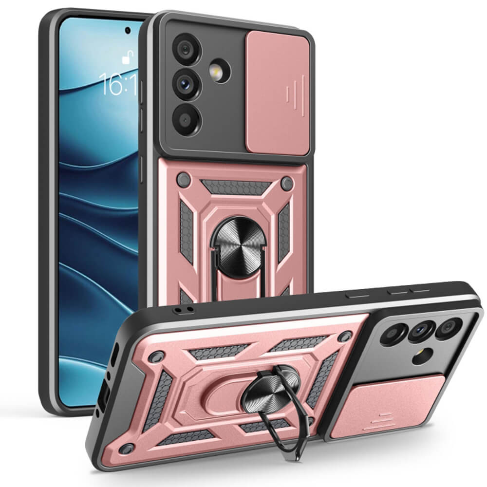 Techsuit Samsung Galaxy A56 5G - CamShield - Σκληρή Θήκη με Προστασία Καμερών και Δαχτυλίδι Συγκράτησης - Rose Gold