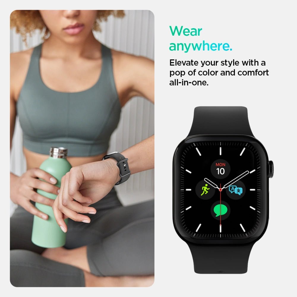 Spigen Λουράκι Apple Watch 8/9/10/11 - SE (1/2/3) - 40/41/42mm Nano Pop Σιλικόνης - Black Sesame
