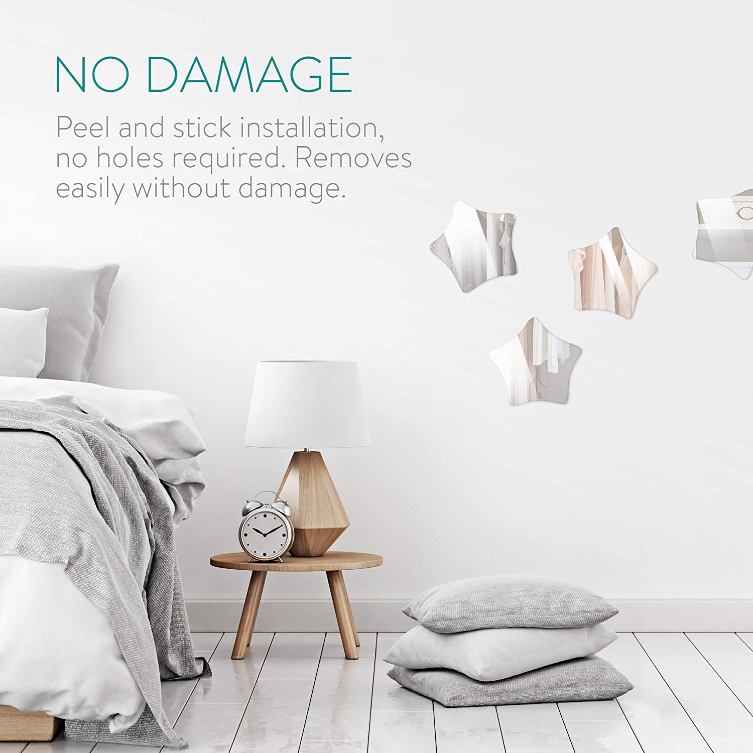 Navaris Σετ με 5 Διακοσμητικά Αυτοκόλλητα Τοίχου - Silver Reflective - 52503.01