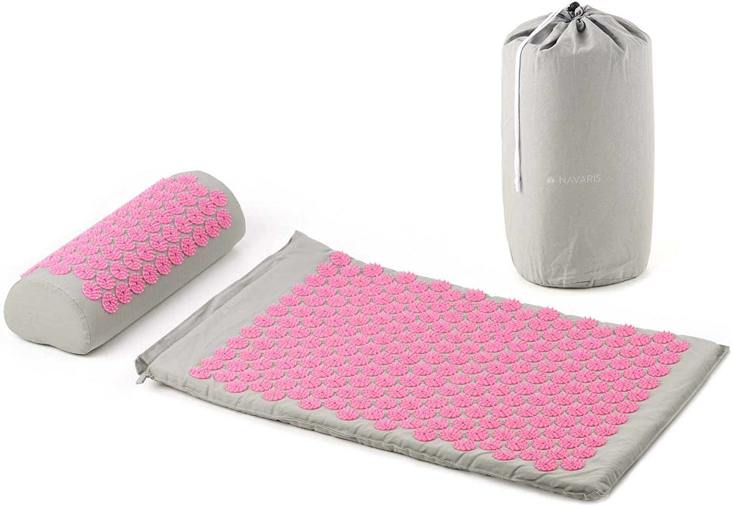 Navaris 2 - in - 1 Acupressure Mat and Pillow Set Σετ 2 σε 1 Χαλάκι και Μαξιλάρι Μασάζ - Grey / Pink - 43899.22