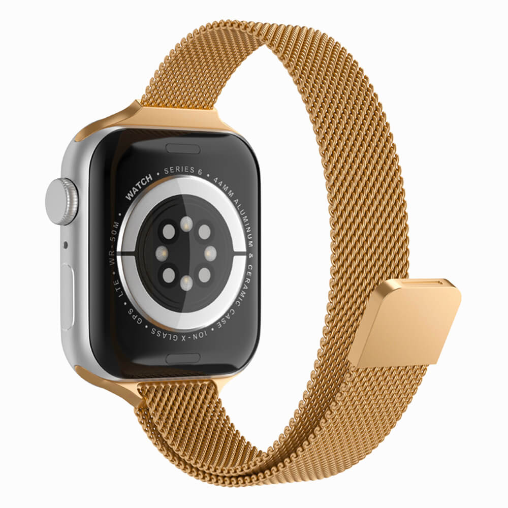 Techsuit Λουράκι Apple Watch 2/3/4/5/6/7/8/9/10/11 - SE (1/2/3) - 38/40/41/42mm Watchband W034 από Ανοξείδωτο Ατσάλι - Luxury Gold