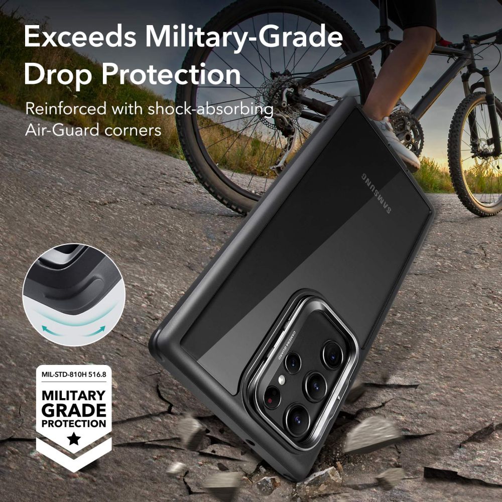 ESR Samsung Galaxy S23 Ultra Shock Armor Kickstand Σκληρή Θήκη με Stand - Διάφανη / Black