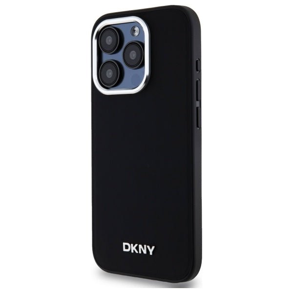 DKNY iPhone 15 Pro Max - Plain Logo MagSafe Σκληρή Θήκη με Επένδυση Συνθετικού Δέρματος - Black