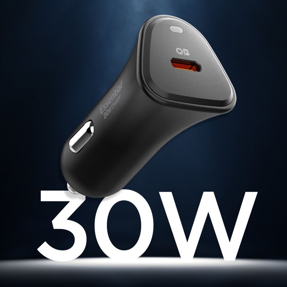 Spigen Essential EV301 Φορτιστής Αυτοκινήτου Γρήγορης Φόρτισης 30W με 1 Θύρα USB - C - Black
