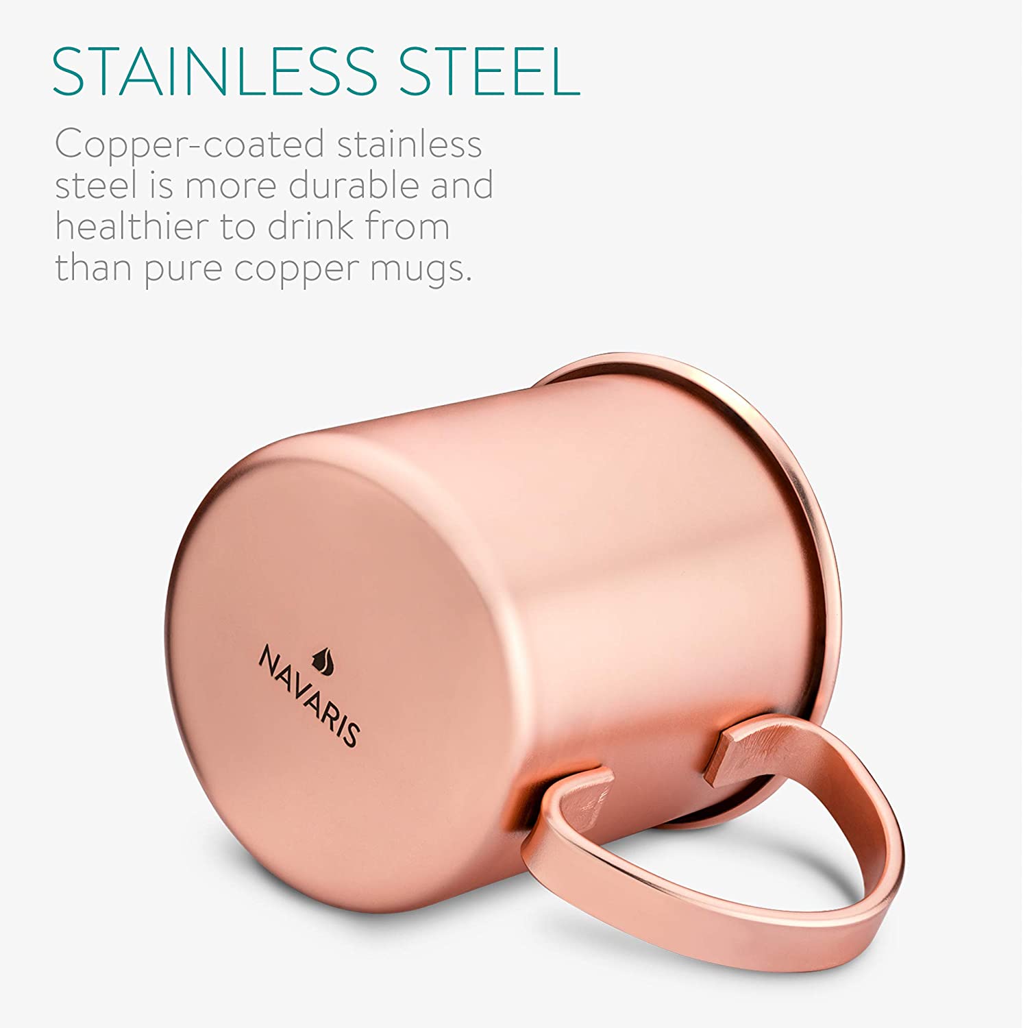 Navaris Moscow Mule Σετ με 4 Κούπες για Cocktail από Ανοξείδωτο Ατσάλι και Επίστρωση Χαλκού - 475ml - Copper - 46859.02.04