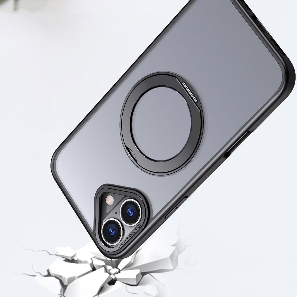 Tech - Protect iPhone 16 MagRing - Σκληρή MagSafe Θήκη με Περιστρεφόμενο Δαχτυλίδι Συγκράτησης / Stand - Matte Black / Ημιδιάφανη