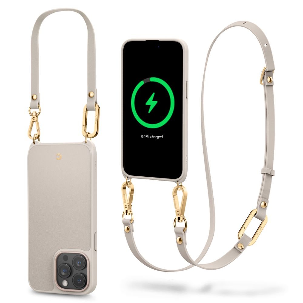 Spigen Cyrill iPhone 15 Pro Max Classic Charm Mag Σκληρή Θήκη MagSafe με Πλαίσιο Σιλικόνης και Λουράκι - Cream