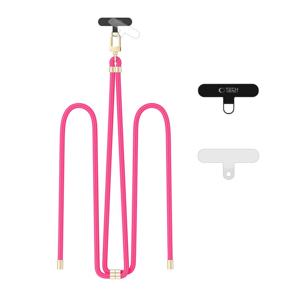 Tech - Protect C7S Rope CrossBody Strap - Universal Λουράκι για Θήκη Κινητού - Hot Pink / Gold