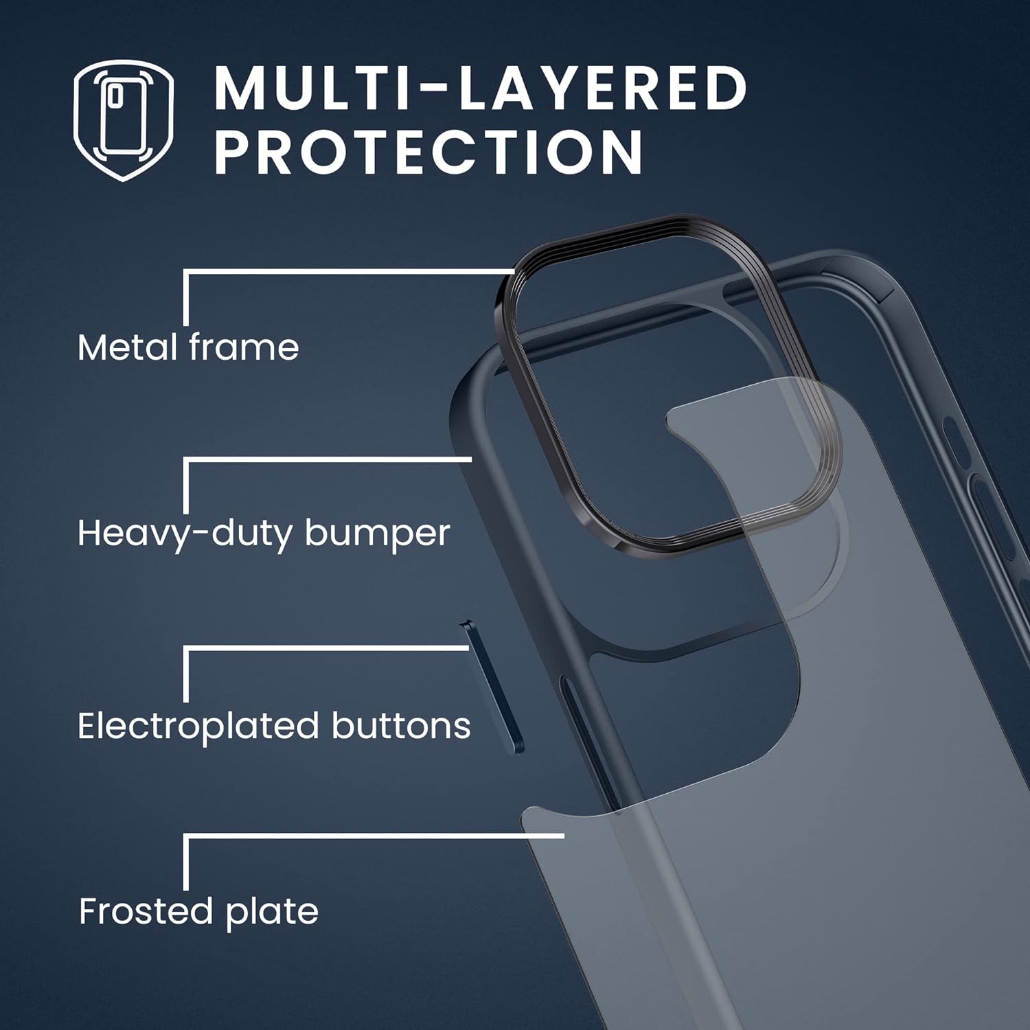 KW iPhone 15 Pro Max Shockproof Σκληρή Θήκη με Πλαίσιο Σιλικόνης - Dark Blue / Matte Ημιδιάφανη - 61964.17