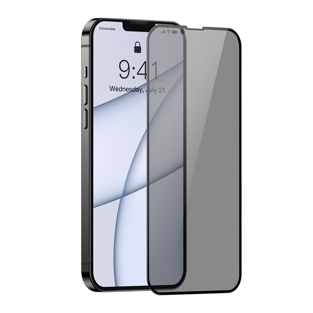 Baseus iPhone 13 Pro Max 0.23mm Anti - Spy Full Screen Tempered Glasses Αντιχαρακτικό Γυαλί Οθόνης - 2 Τεμάχια - Black - SGQP020501