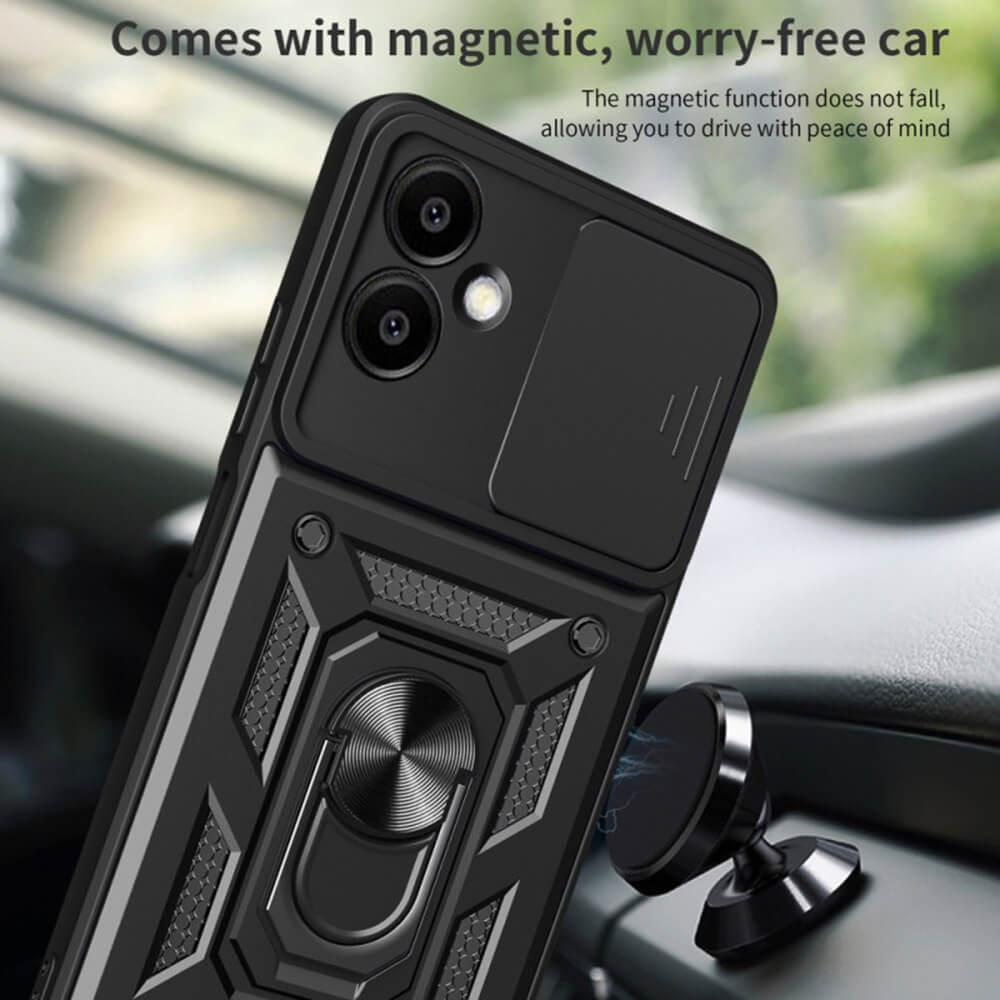 Techsuit Samsung Galaxy S25 Edge - CamShield - Σκληρή Θήκη με Προστασία Καμερών και Δαχτυλίδι Συγκράτησης - Black