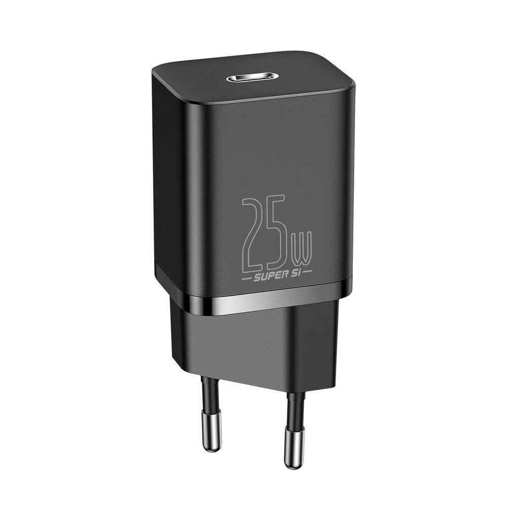 Baseus Super Si PD 25W Οικιακός Φορτιστής με Θύρα Type - C και καλώδιο Type - C to Type - C - Black - TZCCSUP - L01