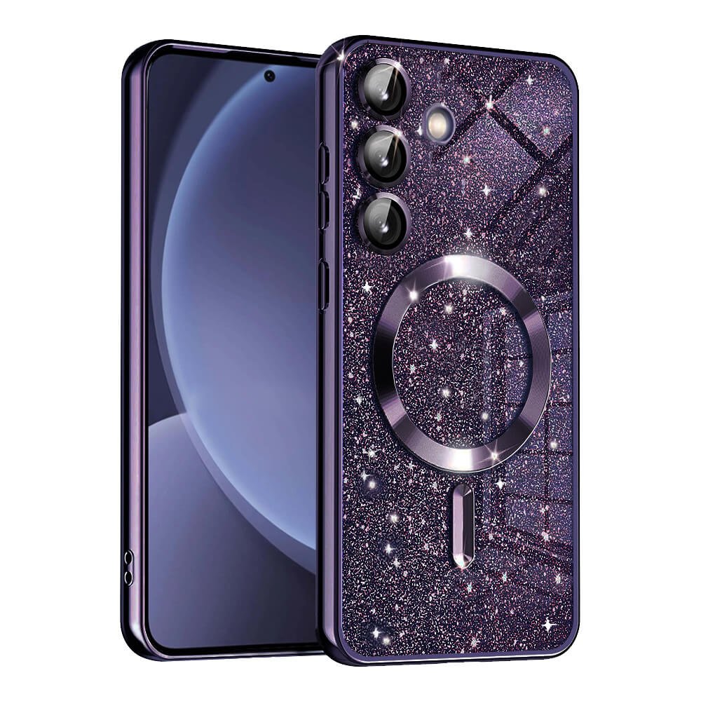Techsuit Samsung Galaxy S25 - Luxury Glitter MagSafe - Θήκη Σιλικόνης - Deep Purple