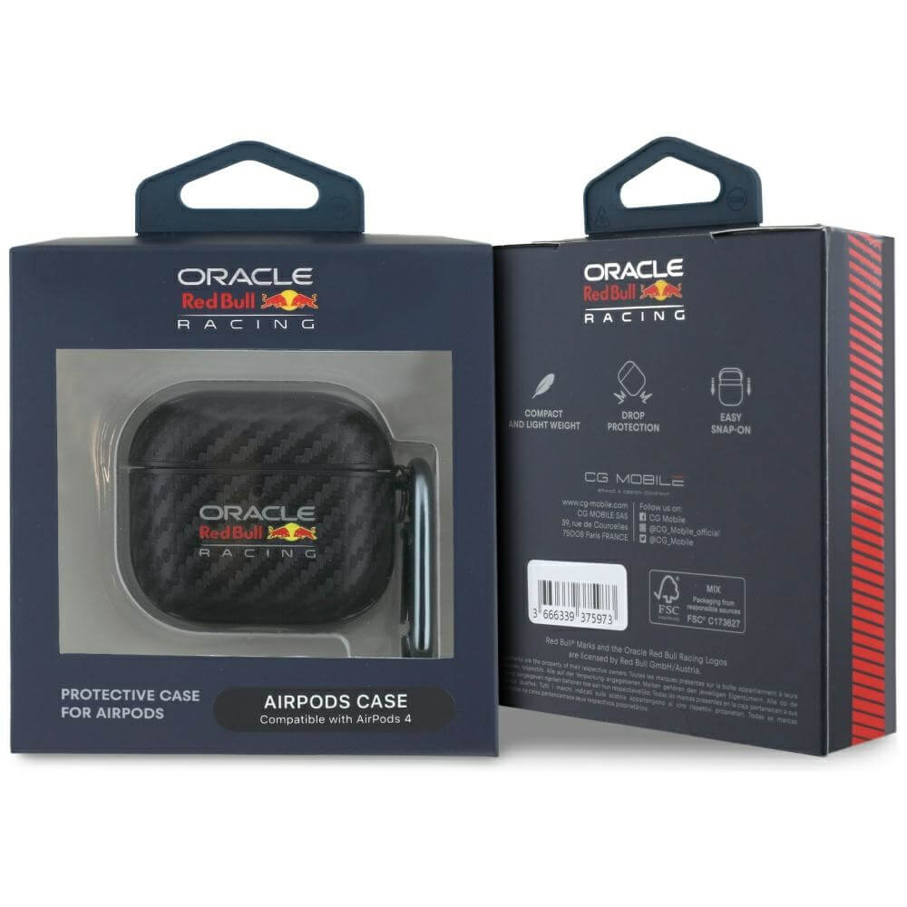 Red Bull AirPods 4 Θήκη από Σκληρό Πλαστικό - Carbon Logo - Black