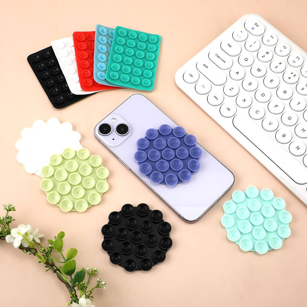 Techsuit Phone Holder Αξεσουάρ Στερέωσης Κινητού με Ενσωματωμένες Βεντούζες - Round Shape - White