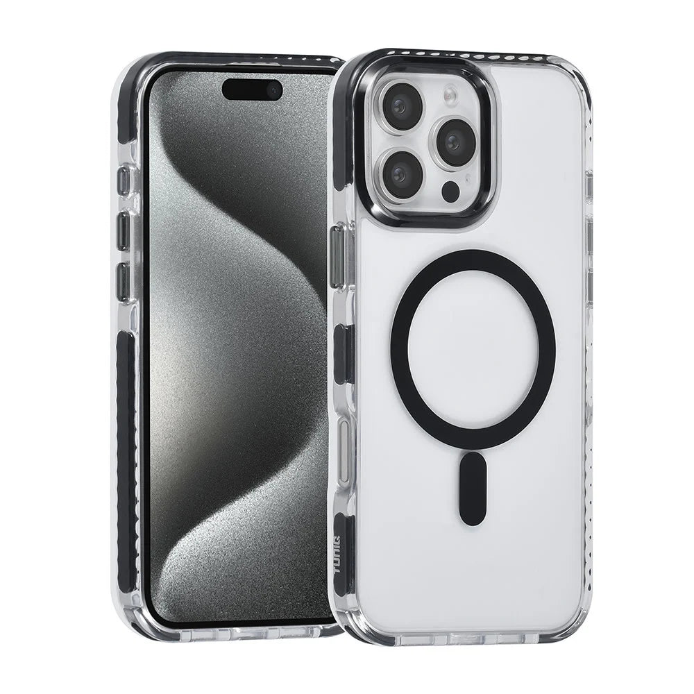 Tuniq iPhone 16 Pro Max - MagSafe Σκληρή Θήκη με Πλαίσιο Σιλικόνης και Λουράκι - Διάφανη / Black