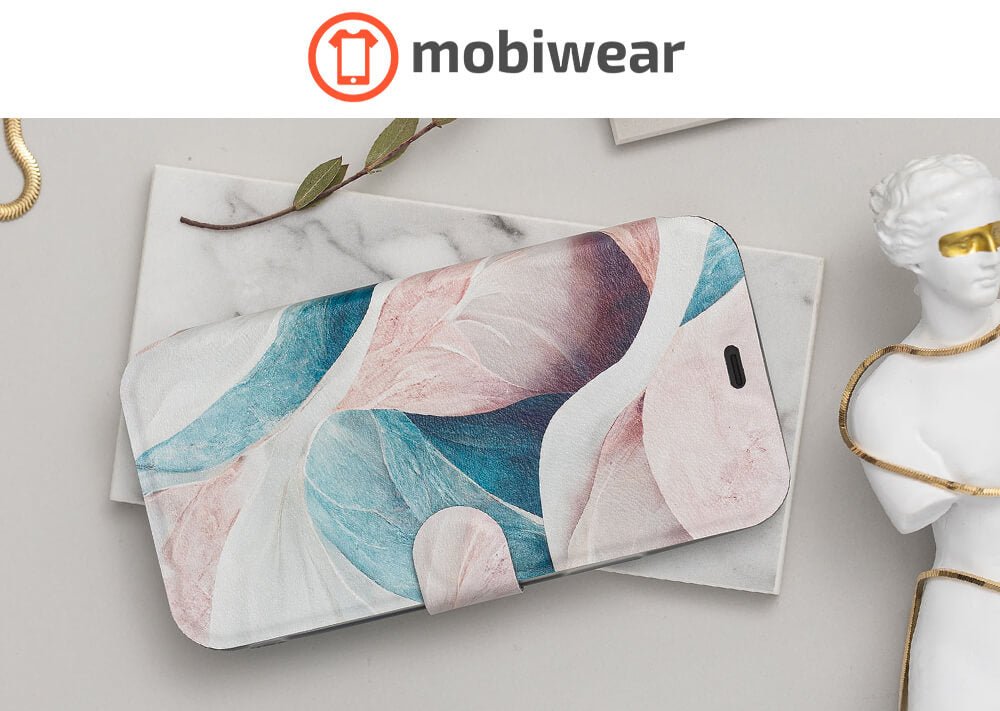 Mobiwear iPhone 13 Pro Max Θήκη Βιβλίο Slim Flip - Design Pink and Greenish Marble - VP33S