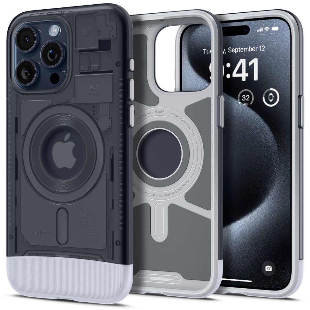 Spigen iPhone 15 Pro Max Classic C1 Mag Σκληρή Θήκη με Πλαίσιο Σιλικόνης και MagSafe - Graphite