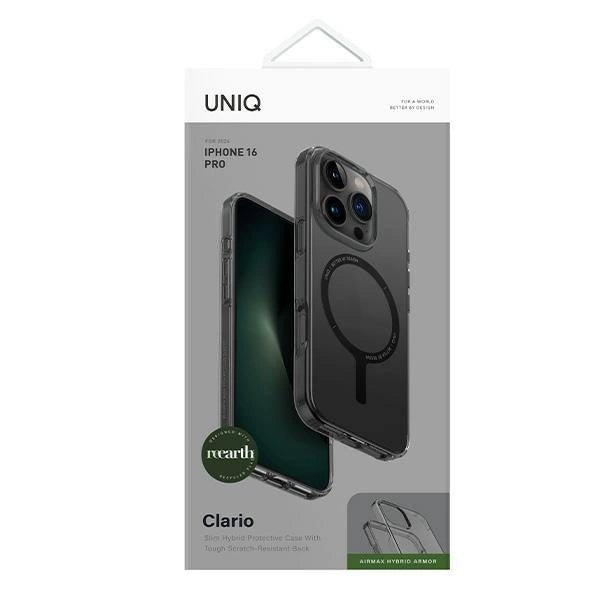 Uniq iPhone 16 Pro Clario Eco - Friendly Σκληρή Θήκη με Πλαίσιο Σιλικόνης και MagSafe - Ημιδιάφανη / Smoke