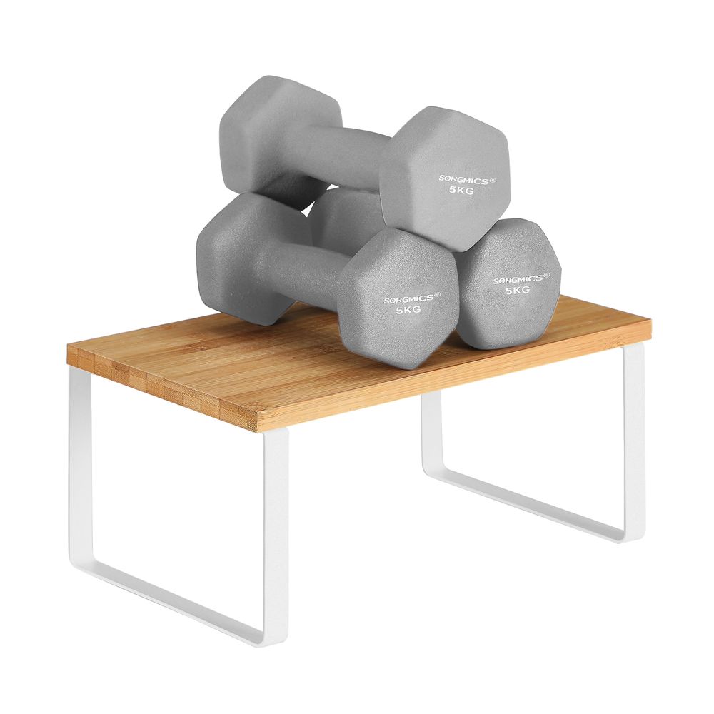 Songmics Σετ με 2 Ξύλινα Ράφια για τον Πάγκο - Natural / White - KCS02NW