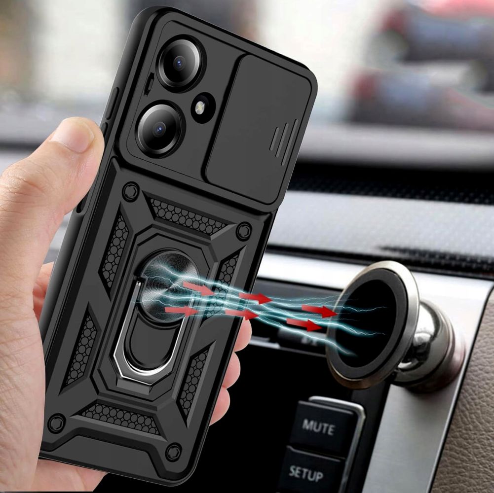 Tech - Protect Xiaomi Redmi 13C 5G Camshield Pro Σκληρή Θήκη με Πλαίσιο Σιλικόνης και Δαχτυλίδι Συγκράτησης - Black