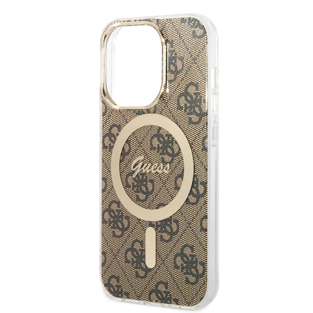 Guess iPhone 15 Pro IML 4G MagSafe Σκληρή Θήκη με Πλαίσιο Σιλικόνης και MagSafe - Brown - GUHMP15LH4STW