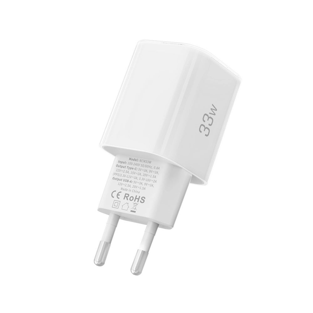 Tech - Protect NCM33W QC3.0 Οικιακός Φορτιστής Γρήγορης Φόρτισης με 1 Θύρα USB και 1 Θύρα Type - C - White