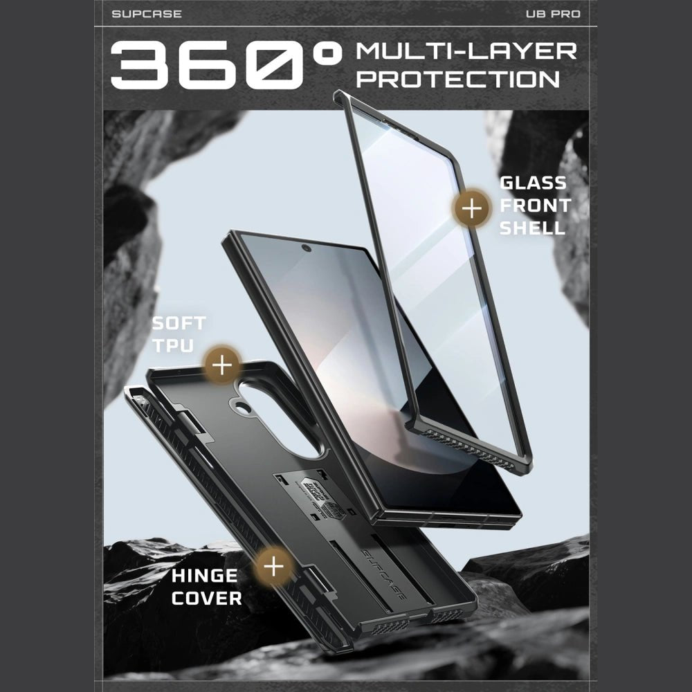 Supcase Samsung Galaxy Z Fold7 - Unicorn Beetle Pro - Σκληρή Θήκη με Προστασία Οθόνης και Stand - Black