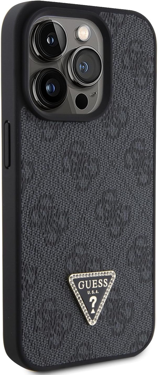 Guess iPhone 15 Pro - Crossbody 4G Metal Logo Θήκη με Επένδυση Συνθετικού Δέρματος και Λουράκι - Black - GUHCP15LP4TDSCPK