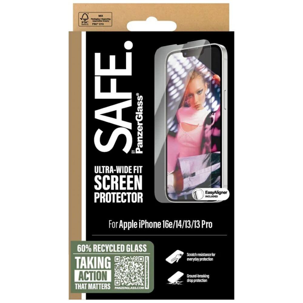 Safe by PanzerGlass iPhone 13 / 13 Pro / 14 / 16e - Ultra - Wide Fit Tempered Glass Αντιχαρακτικό Γυαλί Οθόνης - Διάφανο