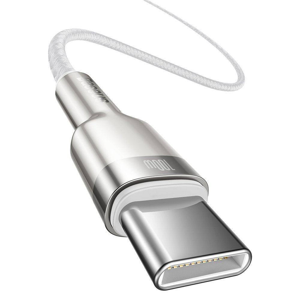 Baseus Cafule Series Metal Cable Type - C 5A PD 100W - Καλώδιο Γρήγορης Φόρτισης Type - C to Type - C 2M - White - CATJK - D02