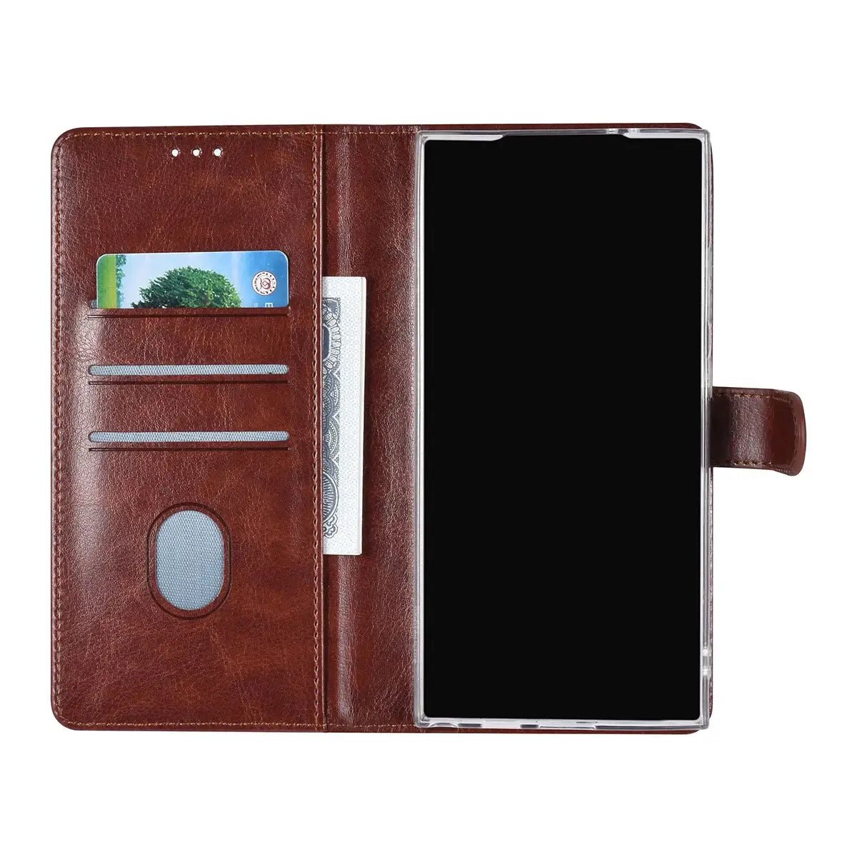 Tuniq Samsung Galaxy S24 Ultra - Θήκη Πορτοφόλι Stand από Δερματίνη - Καφέ