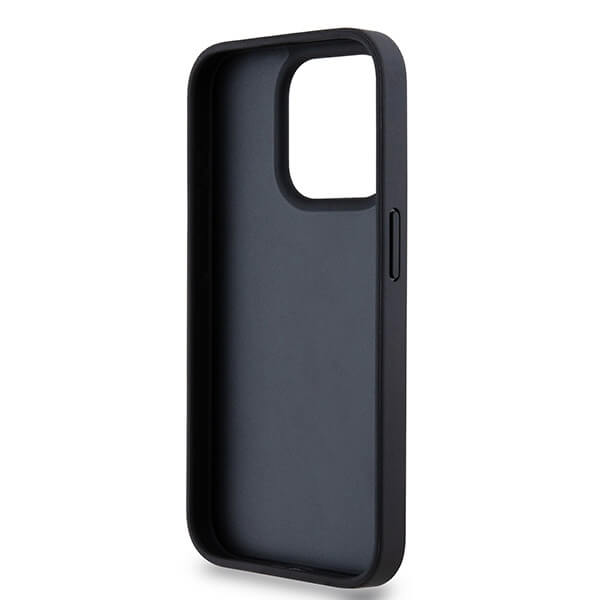 DKNY iPhone 15 Pro Max - Leather Mono Stripe and Metal Logo Σκληρή Θήκη με Επένδυση Συνθετικού Δέρματος - Black