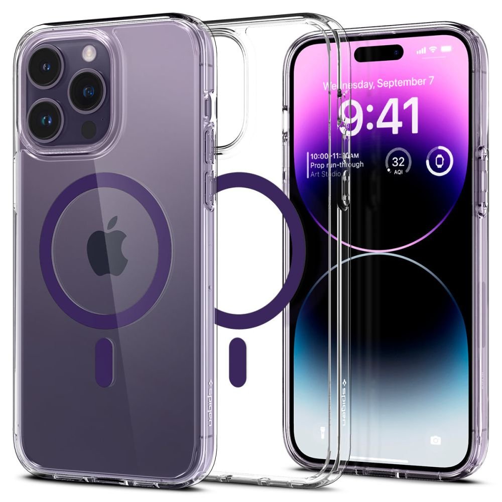Spigen iPhone 14 Pro Ultra Hybrid Mag Σκληρή Θήκη με Πλαίσιο Σιλικόνης Και MagSafe - Deep Purple / Διάφανη