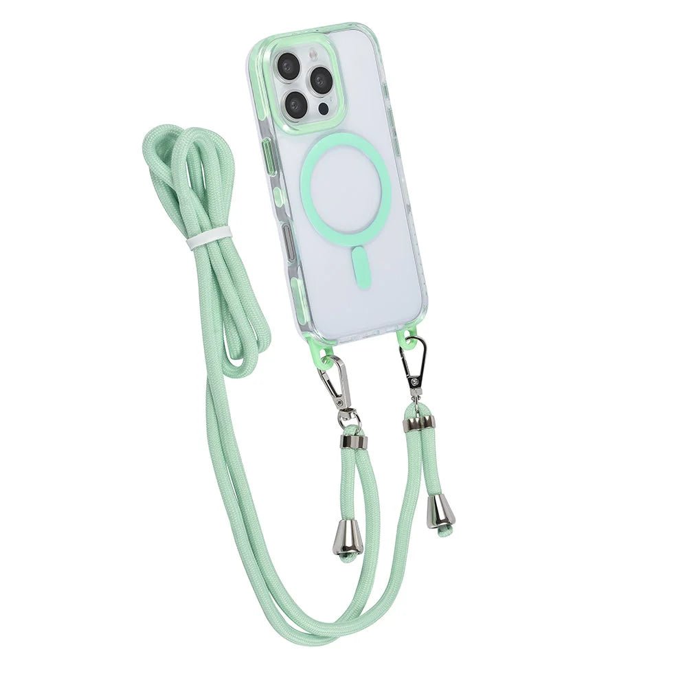 Tuniq iPhone 16 Pro - MagSafe Σκληρή Θήκη με Πλαίσιο Σιλικόνης και Λουράκι - Διάφανη / Green