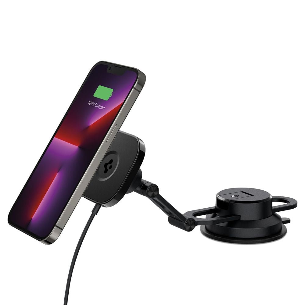 Spigen ITS35W - 3 OneTap Pro 3 Magnetic MagSafe Charger Βάση Αυτοκινήτου Ταμπλό με Ασύρματη Φόρτιση 10W - Black