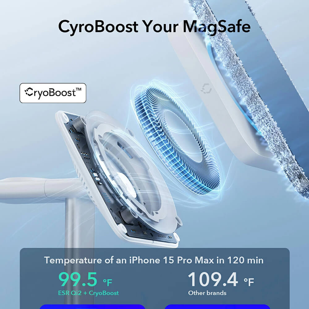 ESR 3in1 CryoBoost Qi2 Ασύρματος Μαγνητικός Φορτιστής MagSafe 15W - Black