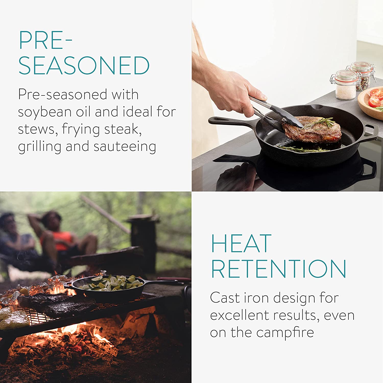 Navaris Τηγάνι από Χυτοσίδηρο με Λαβή - 25cm - Black - 48585.01.2