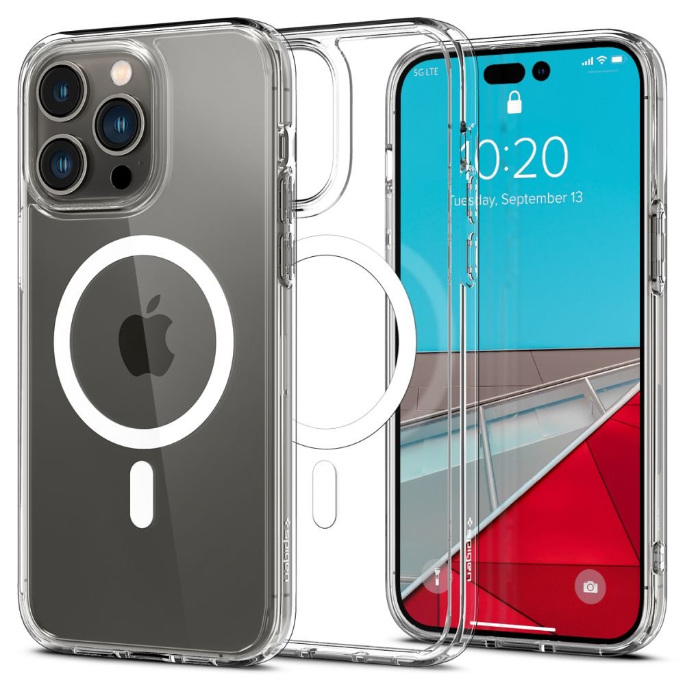 Spigen iPhone 14 Pro Ultra Hybrid Mag Σκληρή Θήκη με Πλαίσιο Σιλικόνης Και MagSafe - White / Διάφανη