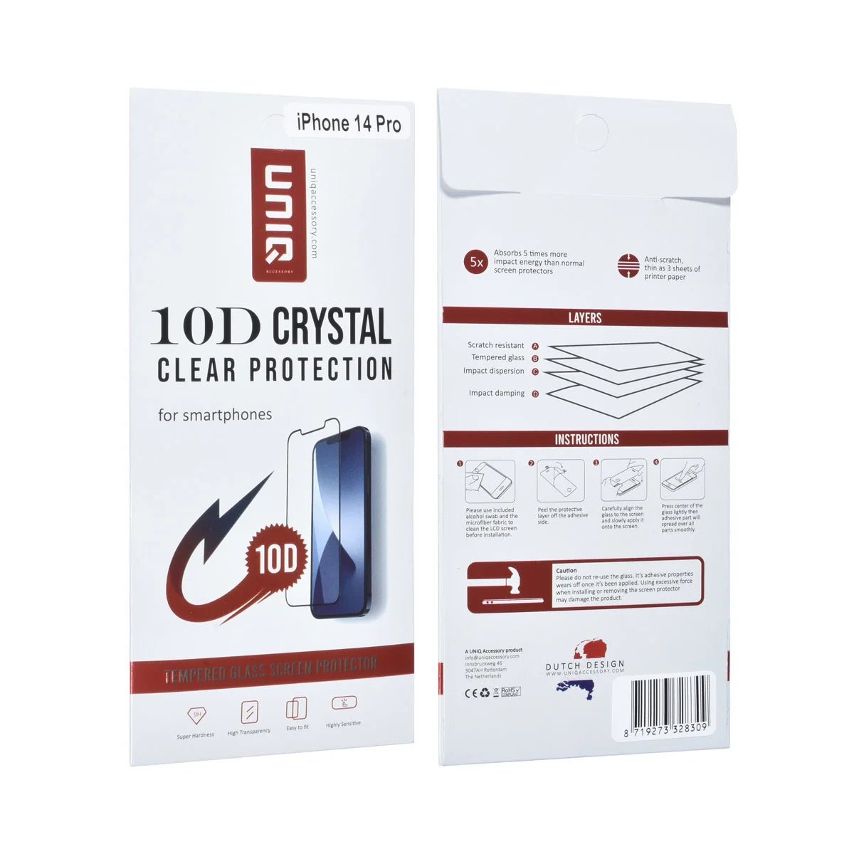 Tuniq iPhone 14 Pro - Προστασία Οθόνης - Full Screen 10D Αντιχαρακτικό Γυαλί Tempered Glass - Διάφανο / Μαύρο