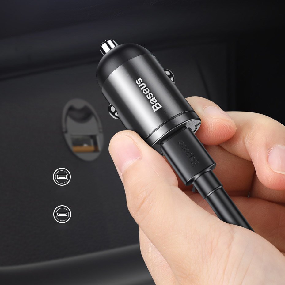 Baseus Tiny Star Mini Car Charger - Φορτιστής Αυτοκινήτου Γρήγορης Φόρτισης 30W με 1 Θύρα USB - Grey - VCHX - A0G