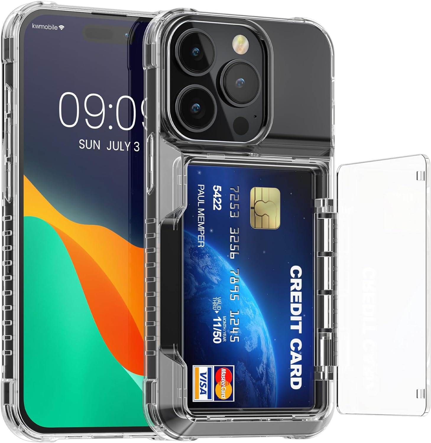 KW iPhone 15 Pro Σκληρή Θήκη με Υποδοχή για Κάρτες - Clear