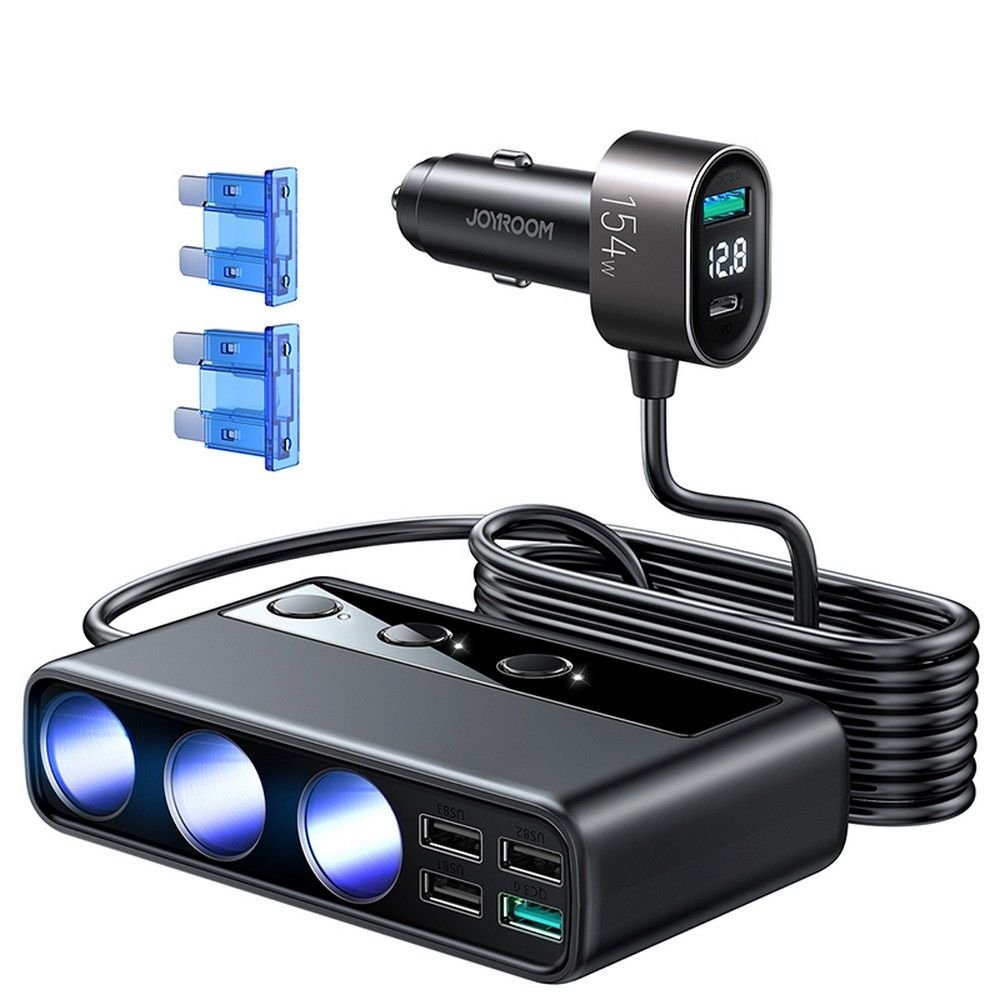 Joyroom Multi - Port Car Cigarette Lighter Φορτιστής Αυτοκινήτου Γρήγορης Φόρτισης PD154W - Black - JR - CL06